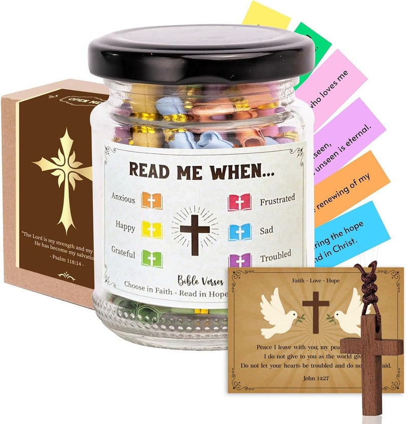 Musemory Bible Verse Cross Jar, Bible Accessories, Prayer Jar, Graduation for Her, Christian Gifts For Women, Religious Gifts for Women, Inspirational for Teen Girls, Adult, Daughter - Image 1